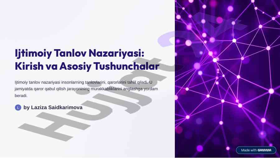 Ijtimoiy tanlov nazariyasi tahlili asosiy tushunchalar