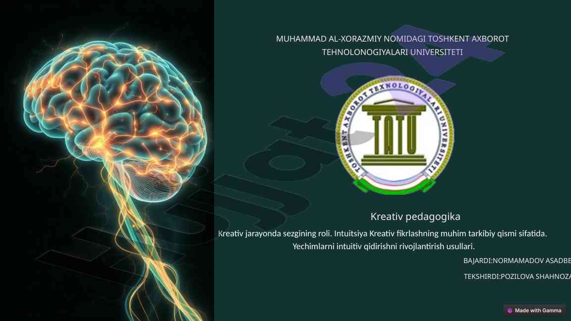 Kreativ pedagogikada sezgining rolini o‘rganish