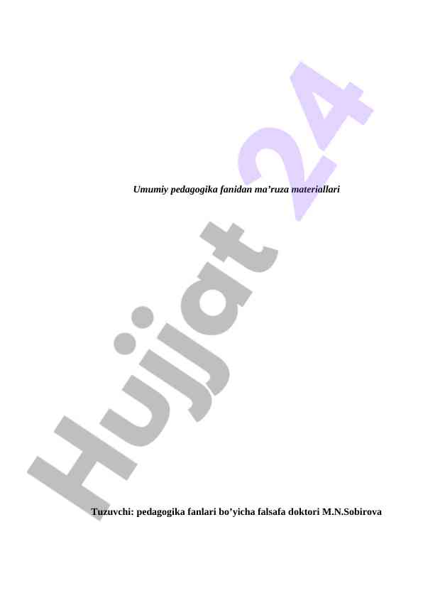 Umumiy pedagogika fanidan ma’ruza materiallari