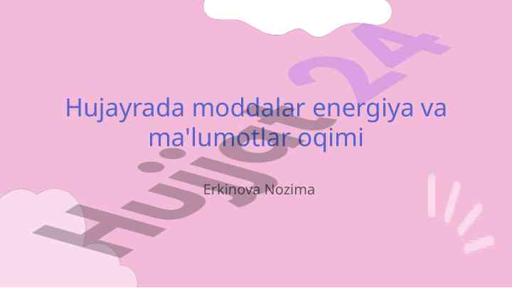 Hujayra energiya va ma'lumotlar oqimi tahlili