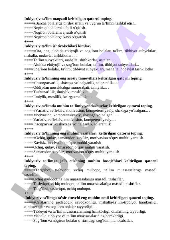 Inklyuziv ta’limning asosiy tamoyillari va yondashuvlar