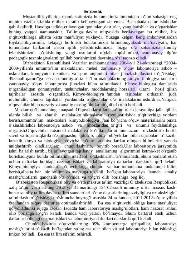 O‘zbekistonda ta’lim sohasidagi islohotlar tahlili