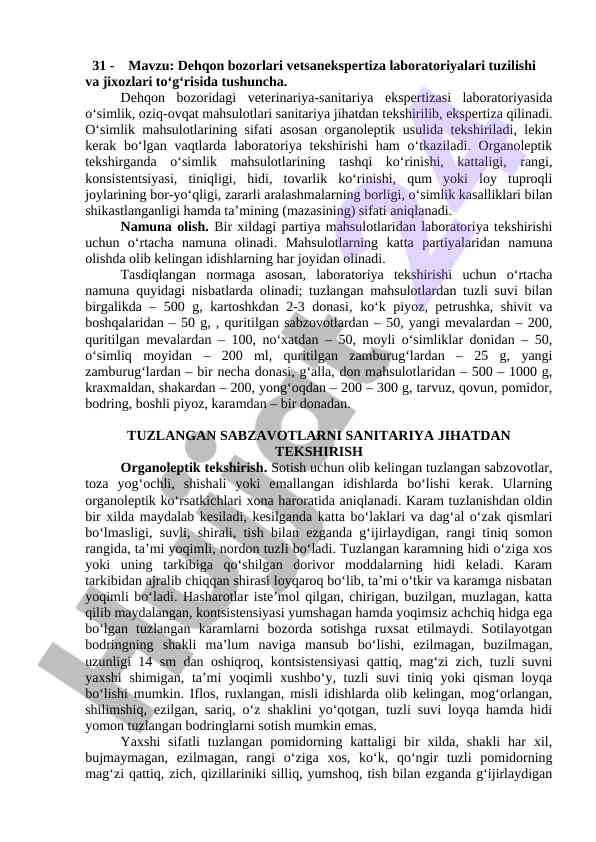 Dehqon bozorlari veterinariya-sanitariya laboratoriyalari