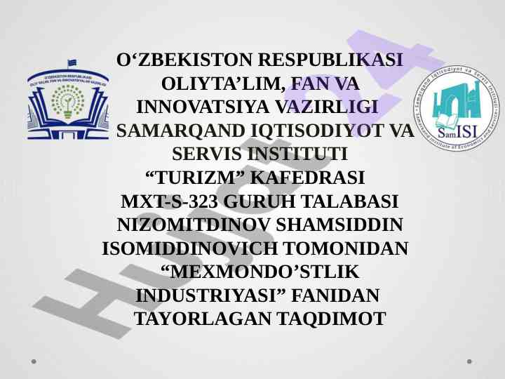 Mehmondo‘stlik industriyasini rivojlantirishda milliy hunarmandchilik