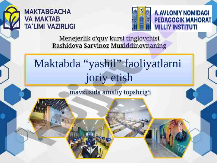 Yashil faoliyatlarni joriy etish maktabda