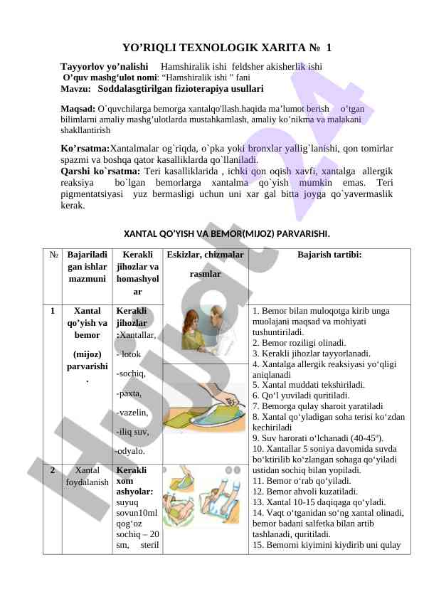Soddalashtirilgan fizioterapiya usullari haqida dars