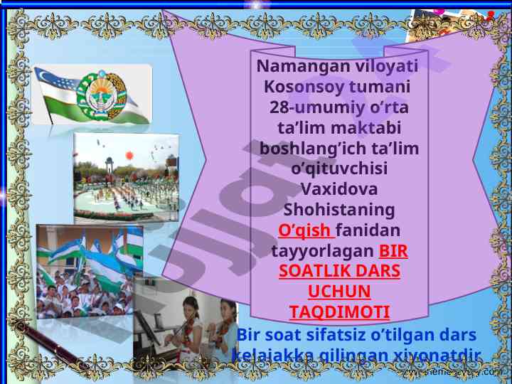 Bir soatlik dars uchun taqdimoti