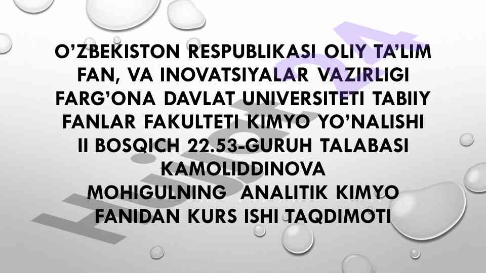 Radiometrik analiz usuli va analitik kimyo