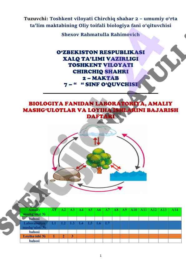 Biologiya fanidan laboratoriya va amaliy mashg‘ulotlar