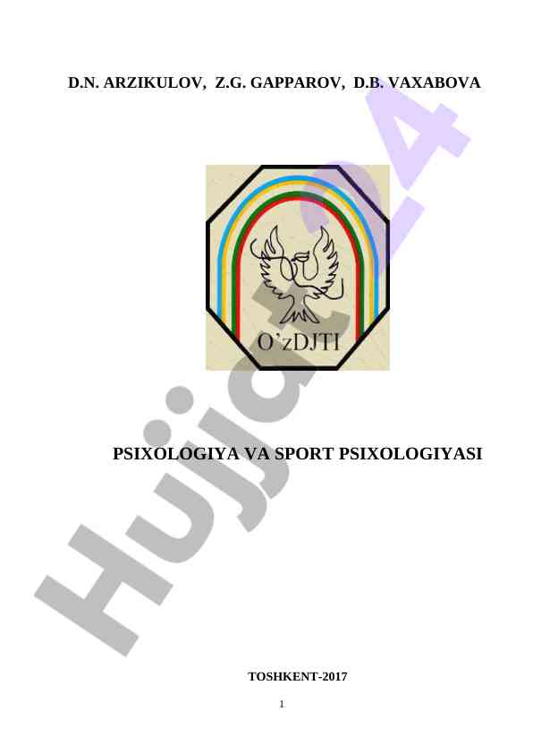 Psixologiya Va Sport Psixologiyasi O‘quv Qo‘llanma