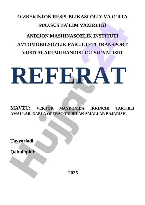 Vektor maydonida ikkinchi tartibli amallar nishoni