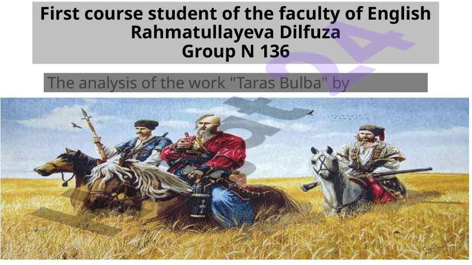 Taras bulba asarini tahlil qilish