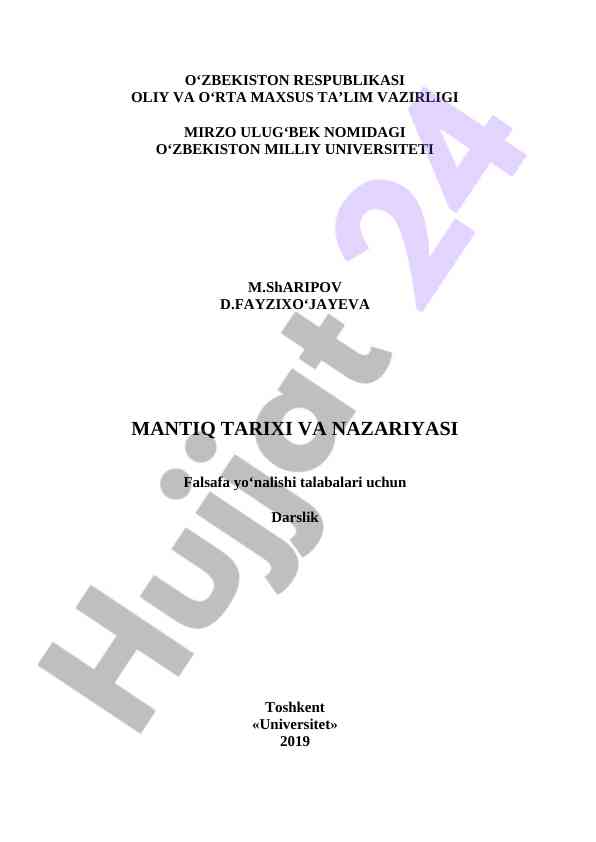 Mantiq tarixi va nazariyasi darsligi