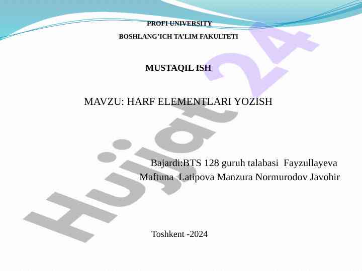 Harf elementlari yozish