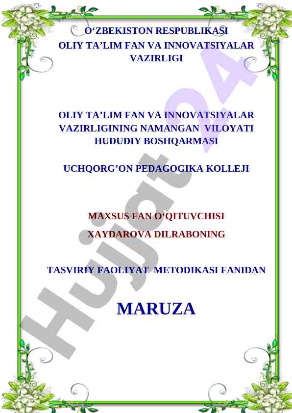 Maktabgacha ta’lim tashkilotlarida tasviriy faoliyat
