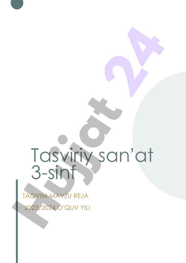 Tasviriy san'at 3-sinf taqvim-mavzu reja 2023/2024