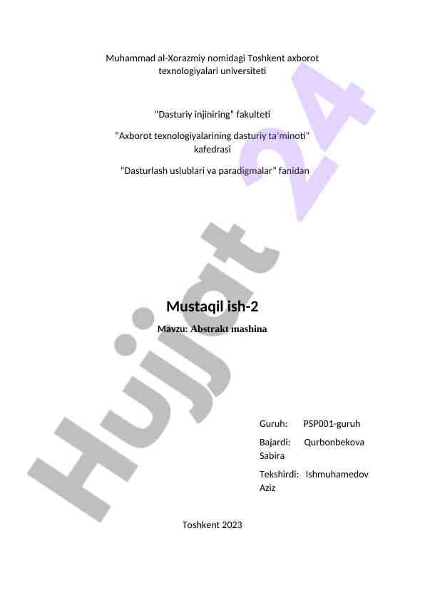Abstrakt mashina va dasturlash uslublari