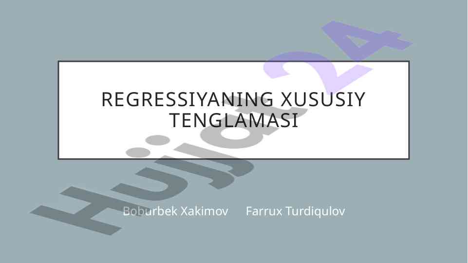 Regression equation and gauss-markov theorem conditions