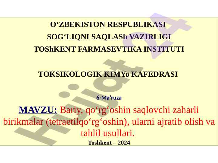 Bariy va qo‘rg‘oshin tahlili uslublari