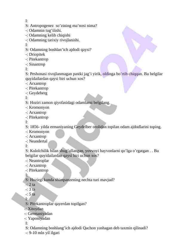 Antropogenez haqida savollar va javoblar