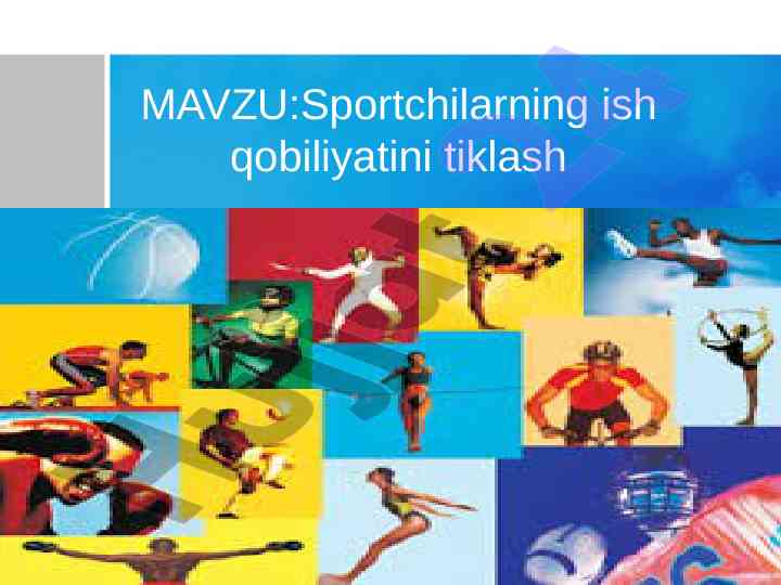 Sportchilarning ish qobiliyatini tiklash tahlili