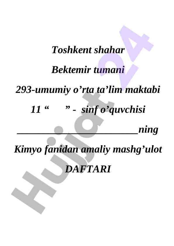 Kimyo fanidan amaliy mashg‘ulotlar