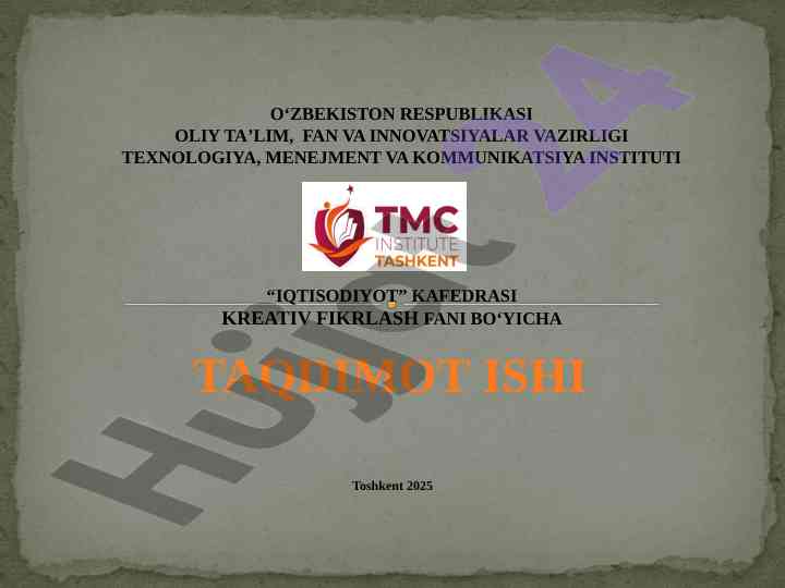 Kreativ mahsulot va fikrlash dizayni taqdimoti