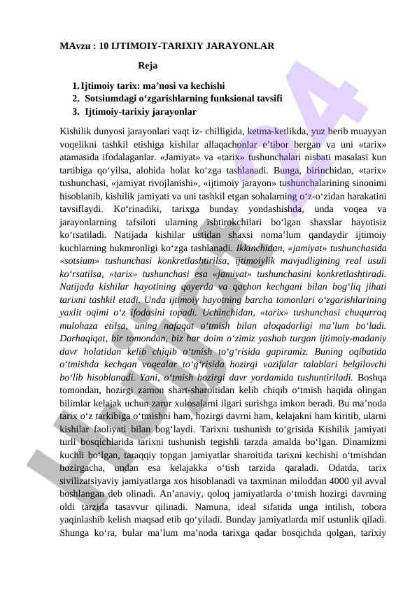 Ijtimoiy-tarixiy jarayonlar va jamiyat