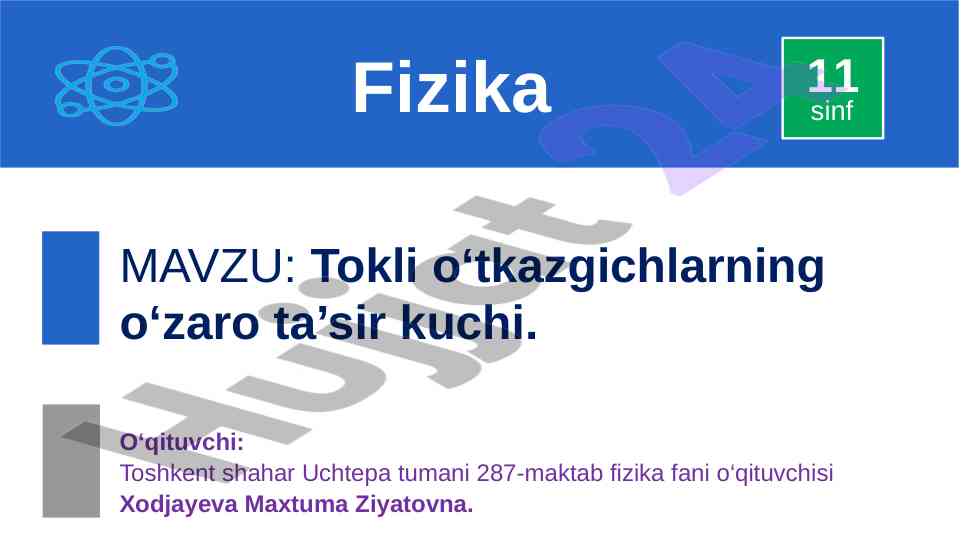 Tokli o‘tkazgichlarning o‘zaro ta’sir kuchlari