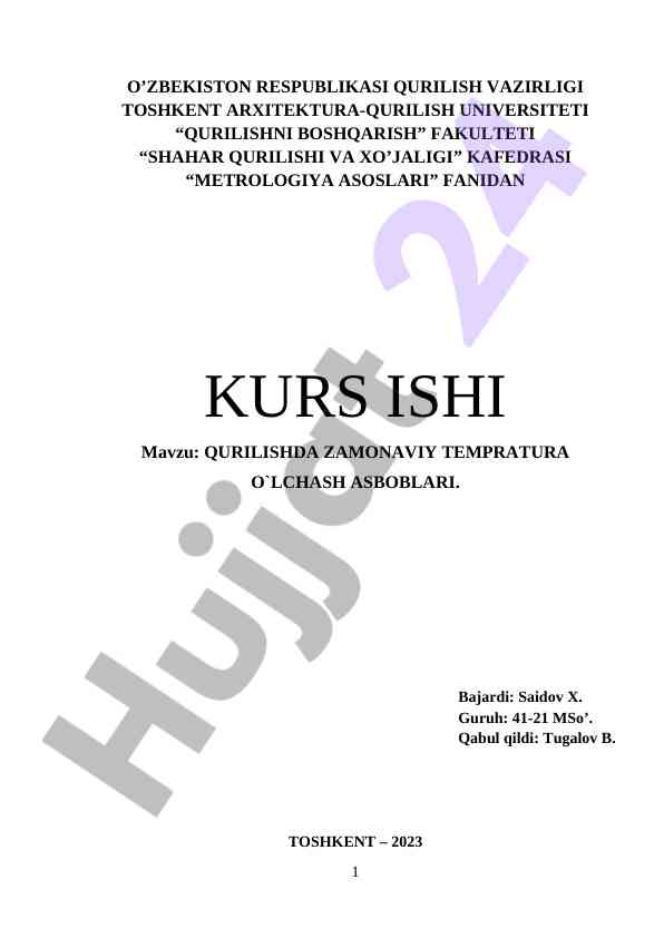 Qurilishda zamonaviy tempratura o'lchash asboblari