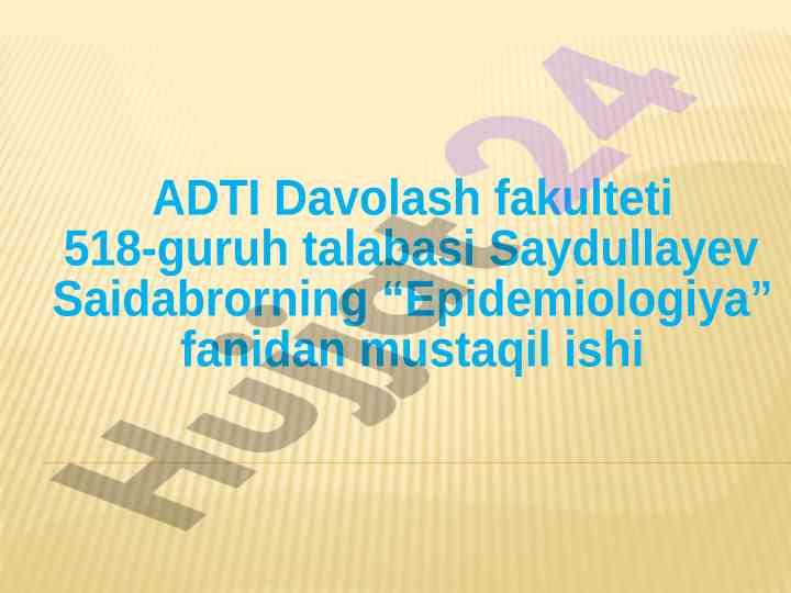 Epidemiologiya mavzulari va o'latlardan himoya