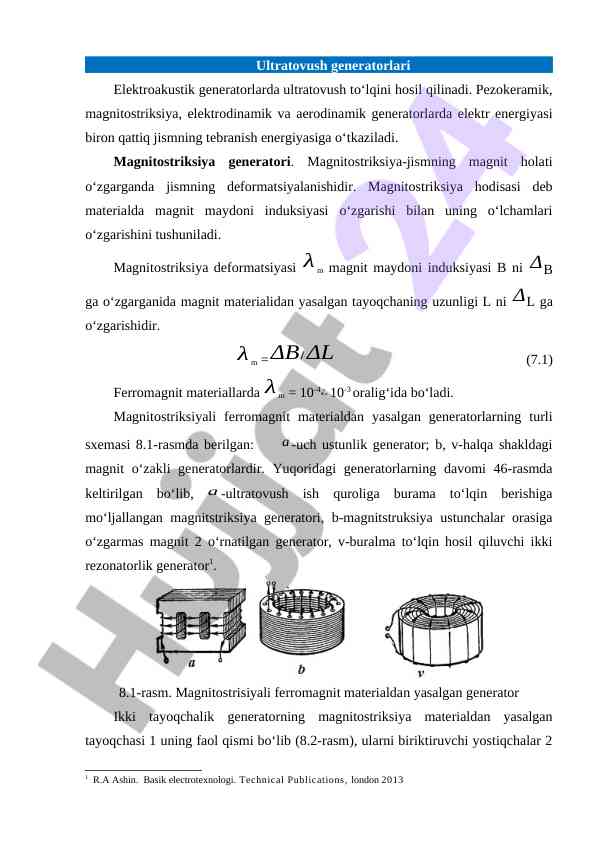 Ultratovush generatorlarining asosiy tushunchalari