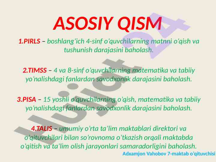 Ta'lim baholash muddatlari va usullari