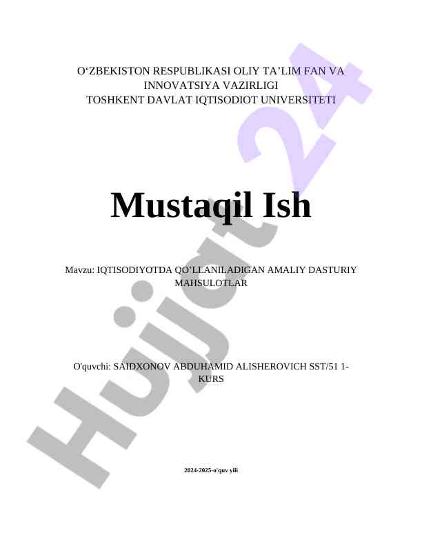 Iqtisodiyotda qo‘llaniladigan amaliy dasturiy mahsulotlar