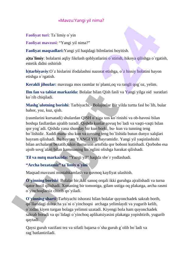 Yangi yil bayramiga oid ta'limiy o'yinlar