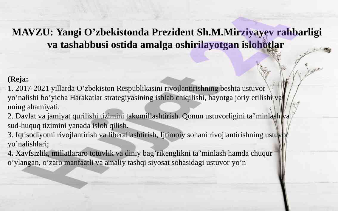 Yangi o’zbekistonda islohotlar tahlili va strategiyasi