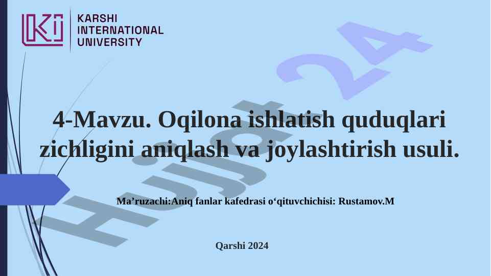 Oqilona iste'mol quduqlari zichligini aniqlash usullari