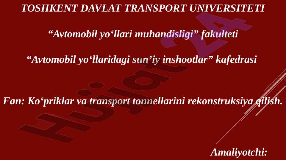 Ko‘prik inshootining uzoq muddat ishlashini baholash