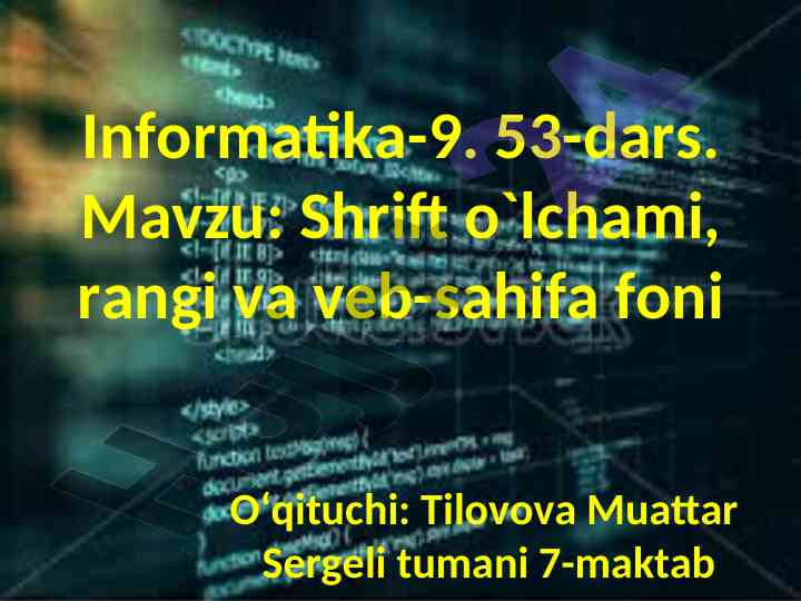 Shrift o'lchami, rangi va veb-sahifa foni