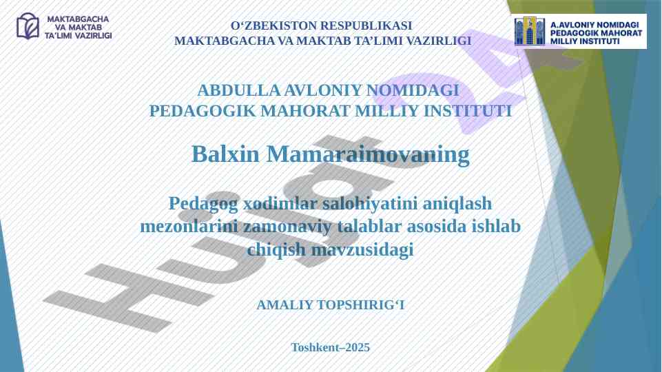 Pedagog xodimlar salohiyatini aniqlash mezonlari