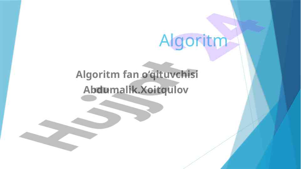 Sikl algoritmi va evklid algoritmi bo‘yicha dars rejasi