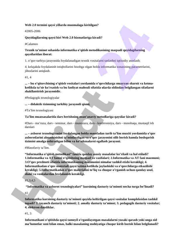Web 2.0 terminlari va ta’lim texnologiyalari
