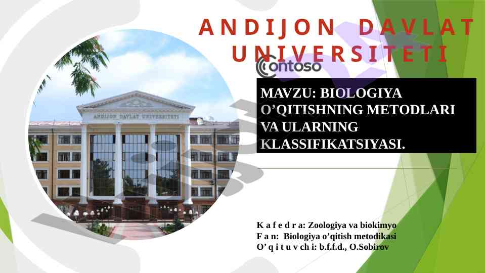 Biologiya o'qitishning metodlari va klassifikatsiyasi