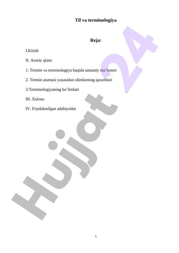 Terminologiya Va Uning Ahamiyati
