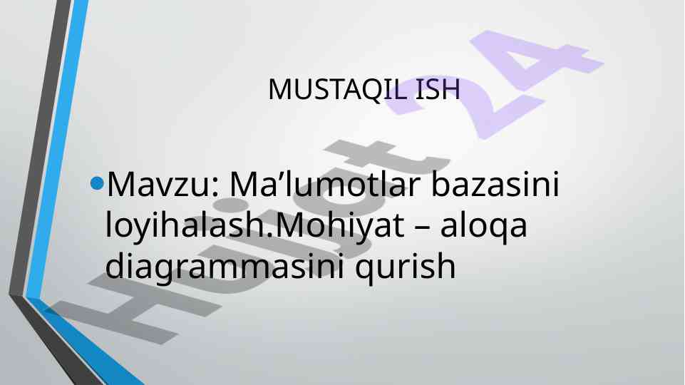Ma’lumotlar bazasini loyihalash aloqa diagrammasi