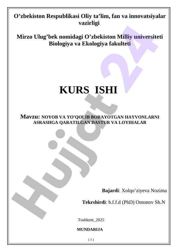 Noyob va yo‘qolib borayotgan hayvonlarni asrash