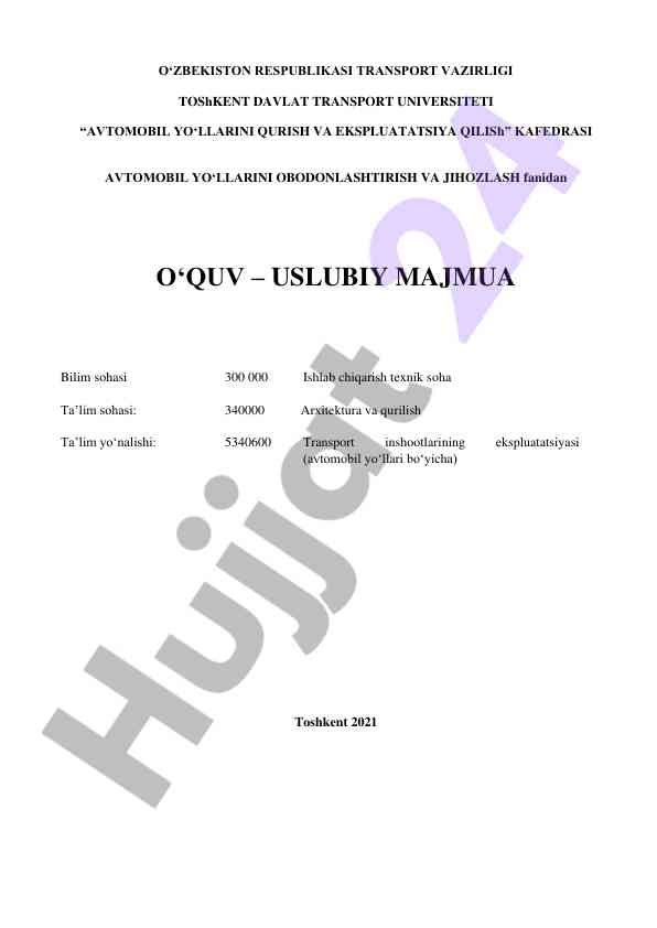Avtomobil yo‘llarini obodonlashtirish va jihozlash