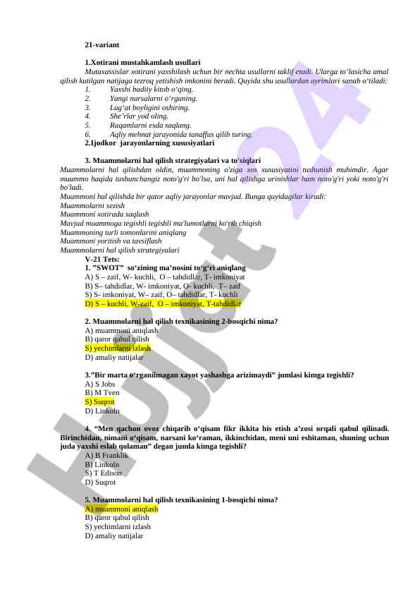 Xotirani mustahkamlash usullari