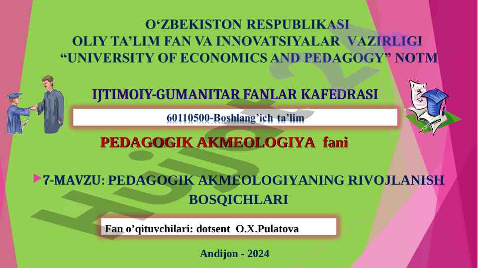 Pedagogik akmeologiyaning rivojlanish bosqichlari