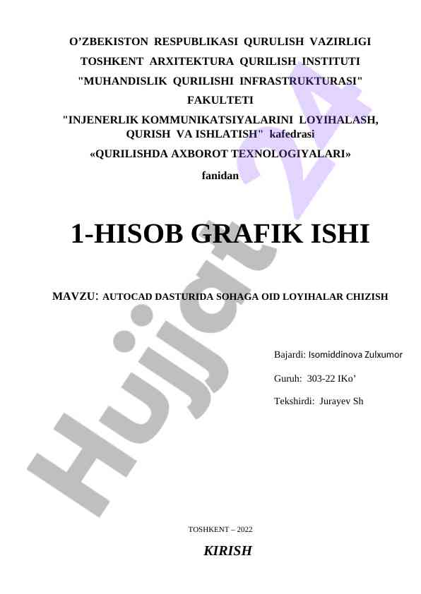 Autocad dasturida qurilish loyihalari chizish